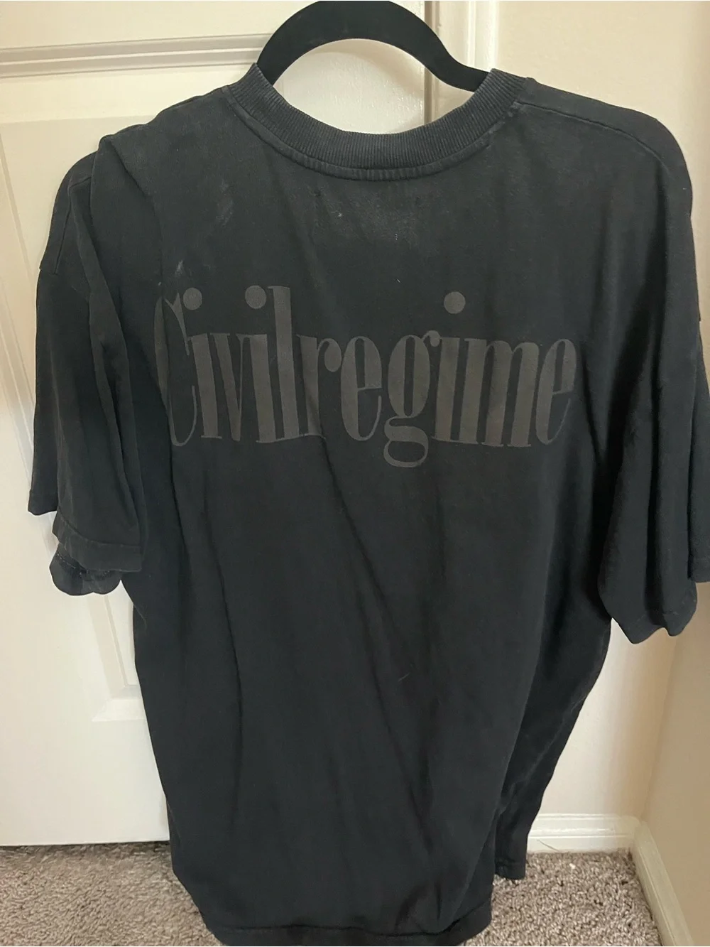 Darc Sport / CivilregimeBlack Graphic Crewneck T-Shirt with White Skeleton Print - Picture 2 of 3
